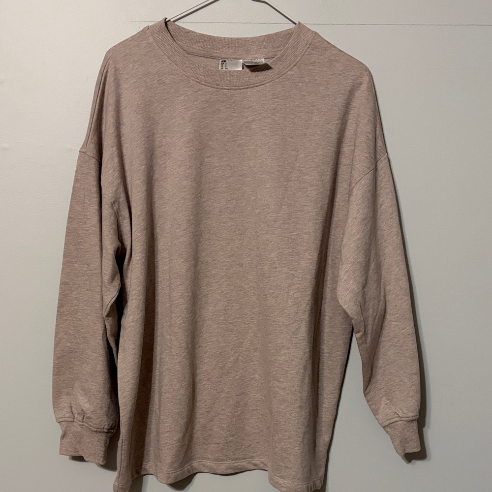H&M beige/heather brown Long Sleeve sweatshirt/fleece lightweight. Small.